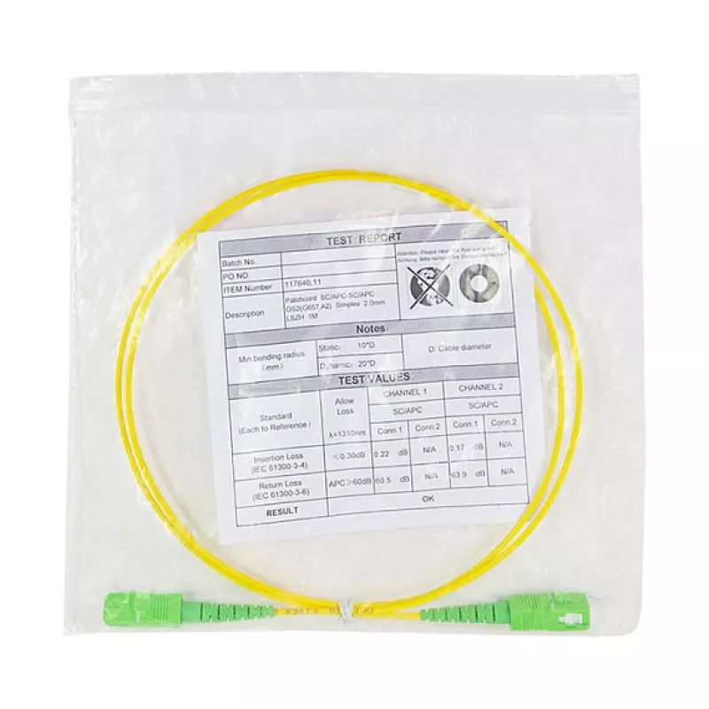 LogiLink Cavo patch in fibra ottica – simplex, OS2 SM G.657.A2, SC/APC su SC/APC, 1 m, giallo