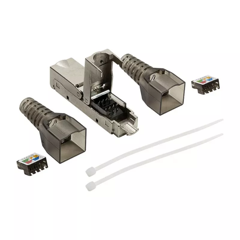 LogiLink connettore RJ45 da campo Cat.6A STP 10G, IDC senza attrezzi, pressofusione di zinco, AWG 22-26, argento