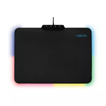 LogiLink ID0155 tappetino mouse gaming RGB – superficie in silicone, base in gomma antiscivolo, alimentazione USB-A, 36x26cm, nero