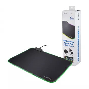 LOGILINK ID0183 Tappetino mouse gaming con LED RGB, 350x260mm, 3mm morbido, nero