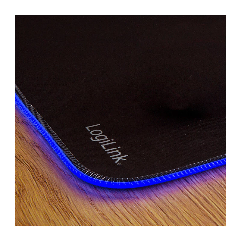 LOGILINK ID0183 Tappetino mouse gaming con LED RGB, 350x260mm, 3mm morbido, nero