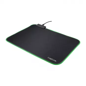 LOGILINK ID0183 Tappetino mouse gaming con LED RGB, 350x260mm, 3mm morbido, nero