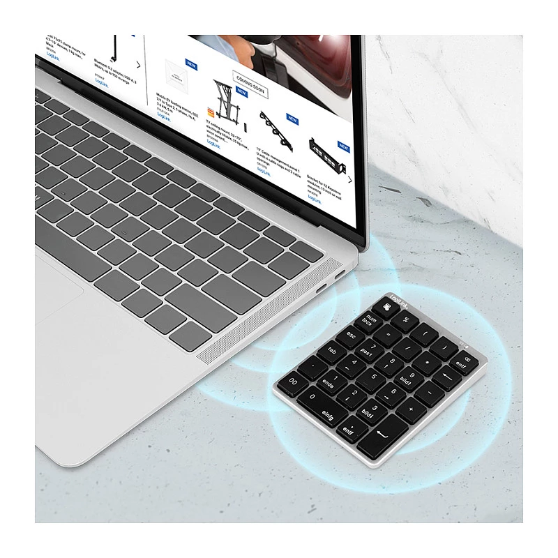 LogiLink ID0212 Tastierino numerico wireless, 28 tasti, Bluetooth 5.0, Space Grey