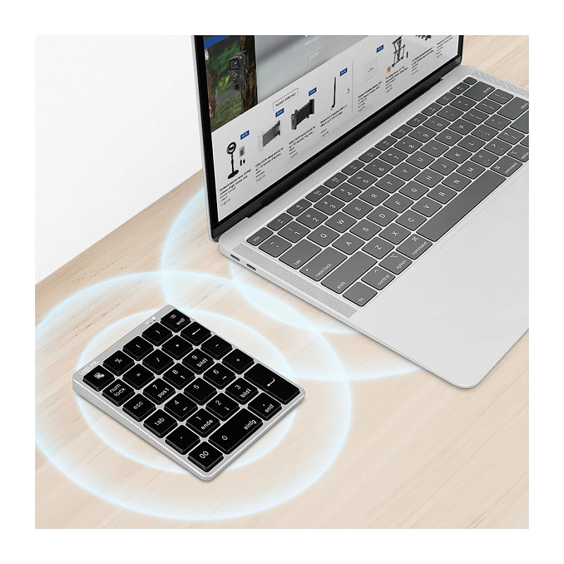 LogiLink ID0212 Tastierino numerico wireless, 28 tasti, Bluetooth 5.0, Space Grey