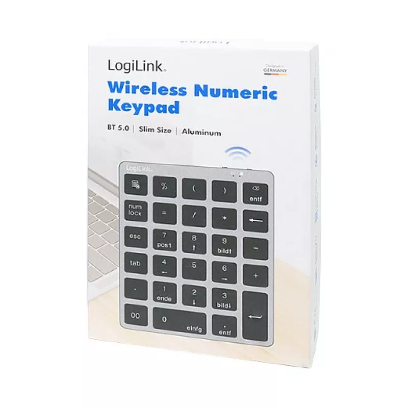 LogiLink ID0212 Tastierino numerico wireless, 28 tasti, Bluetooth 5.0, Space Grey