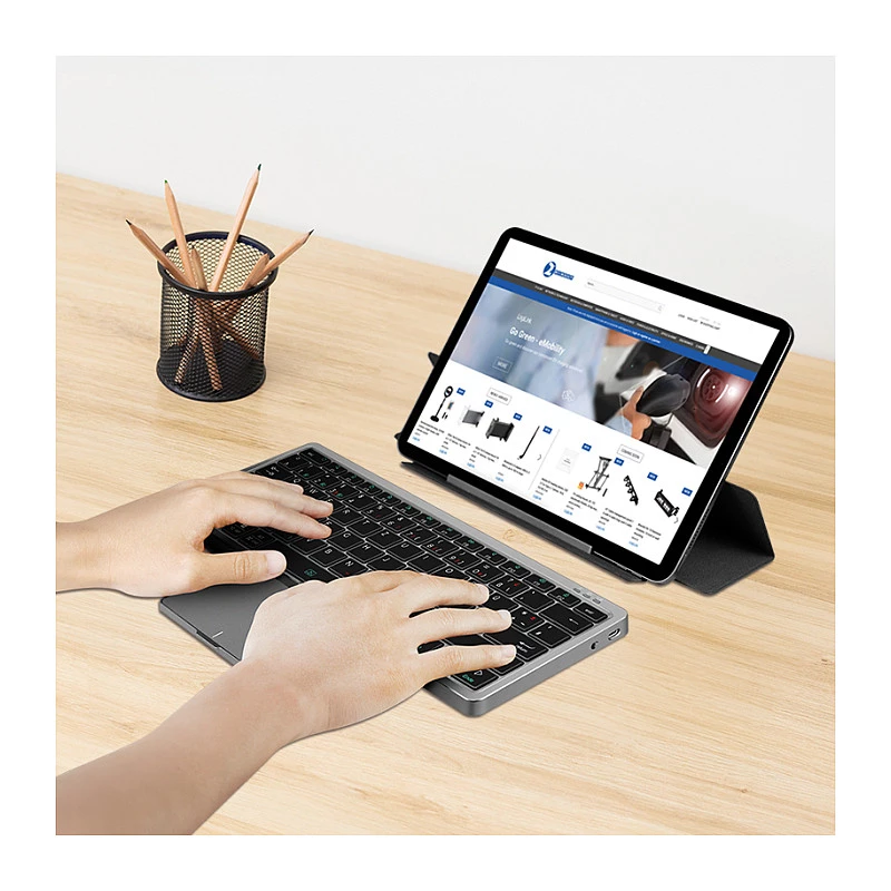 LOGILINK ID0214 tastiera wireless con touchpad, Bluetooth 5.1, 3 canali, grigio
