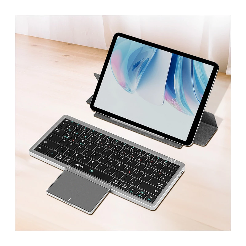 LOGILINK ID0214 tastiera wireless con touchpad, Bluetooth 5.1, 3 canali, grigio