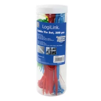 LogiLink KAB0017 set di fascette per cavi - 300 pezzi, miste (bianco, blu, giallo, rosso, verde)