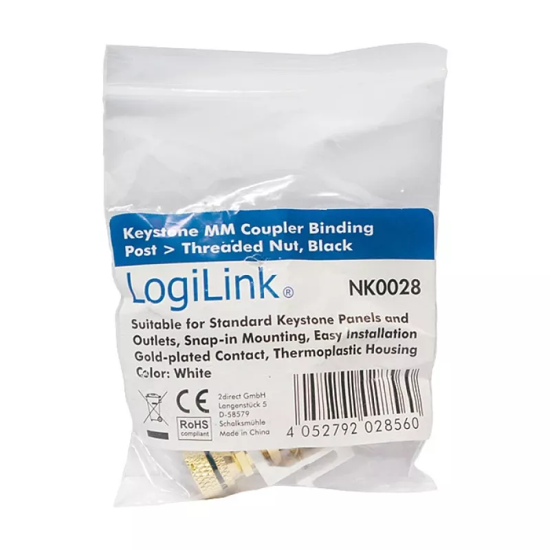 LogiLink Modulo keystone con dado filettato, nero