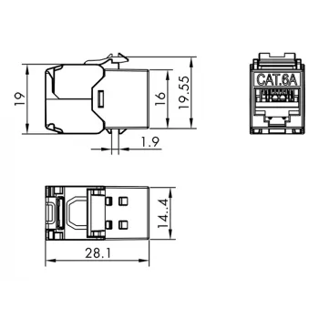 LogiLink Keystone Jack Cat.6A STP con tappo parapolvere, 14,4mm, 22-26 AWG, 24 pezzi