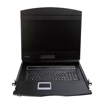 LOGILINK LC902GE console KVM con schermo LCD 19 pollici, VGA, tastiera tedesca