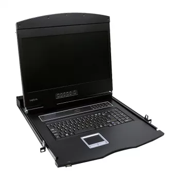 LOGILINK LC902GE console KVM con schermo LCD 19 pollici, VGA, tastiera tedesca