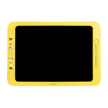 LogiLink Tavoletta LCD da disegno 19 cm, gialla – lavagna riutilizzabile multicolore con funzione cancella e blocco