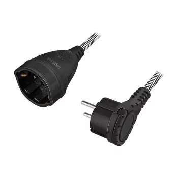 LogiLink LPS104 cavo di prolunga, CEE 7/7 a CEE 7/3, treccia tessile, nero/grigio, 3 m