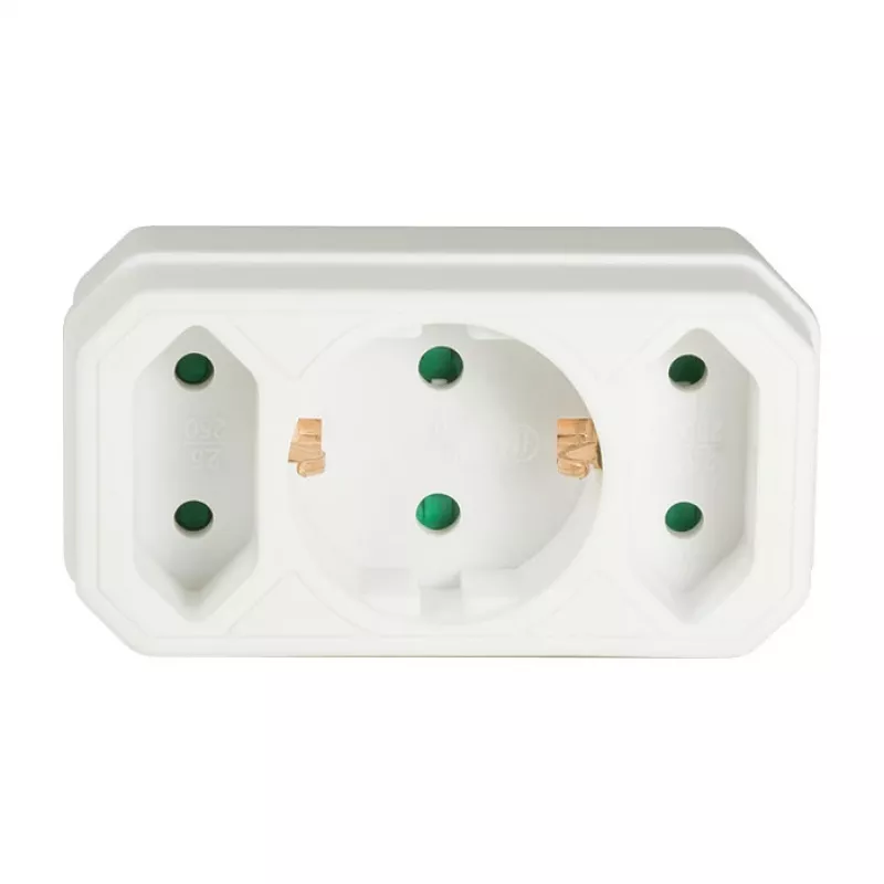 LogiLink LPS221 adattatore da Schuko a 2x Euro + 1x presa Schuko, bianco, 16 A, 250 V, 3500 W, protezione bambini