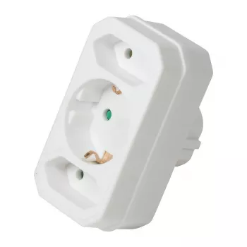 LogiLink LPS221 adattatore da Schuko a 2x Euro + 1x presa Schuko, bianco, 16 A, 250 V, 3680 W, protezione bambini