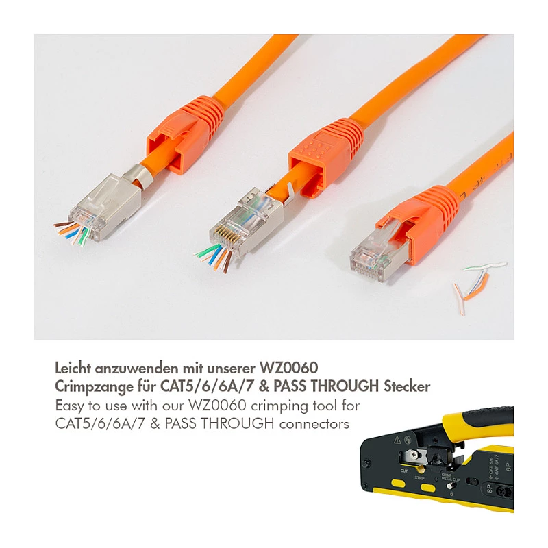 LogiLink connettore modulare RJ45 Cat.6A STP Pass Through, confezione da 10