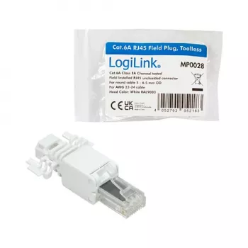 LogiLink connettore modulare RJ45 Cat.6A, UTP, senza attrezzi, bianco