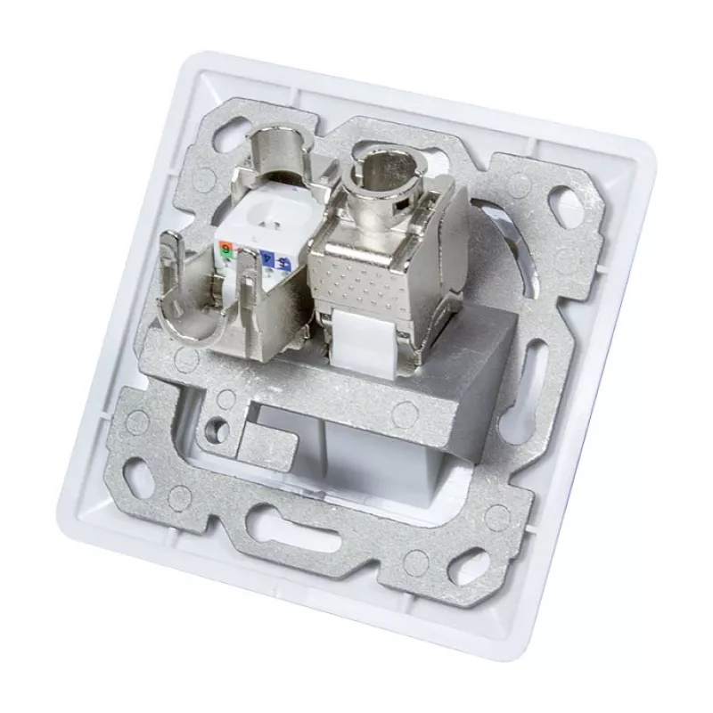 LogiLink NK4020 presa a parete keystone, da incasso, 2 moduli, bianco segnale