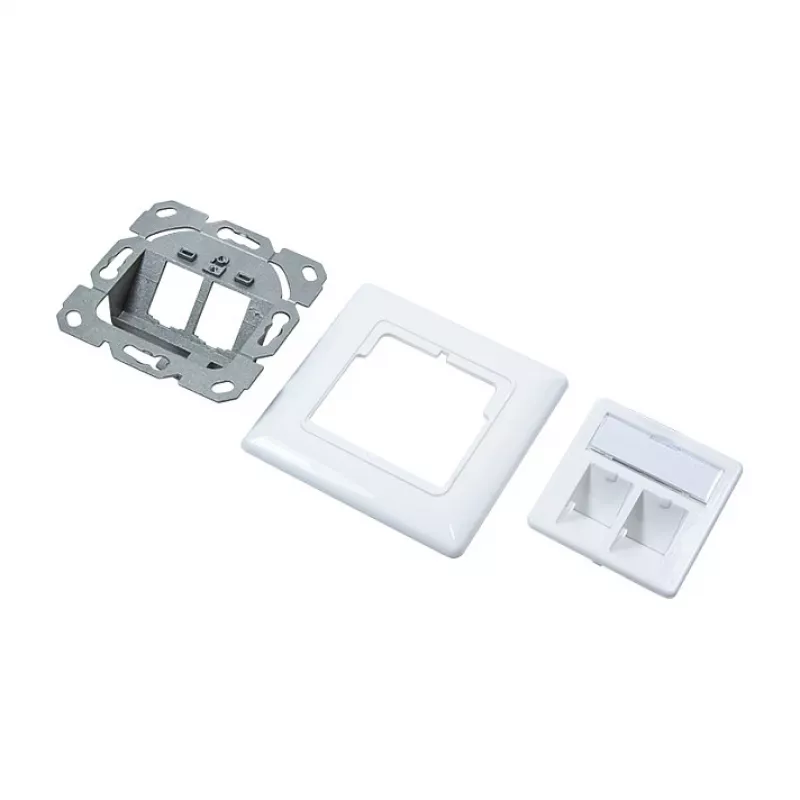 LogiLink NK4020 presa a parete keystone, da incasso, 2 moduli, bianco segnale
