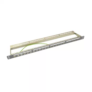 LogiLink NK4039 patch panel keystone, 24 porte, 0,5HE, schermato, grigio - montaggio rack 19 pollici