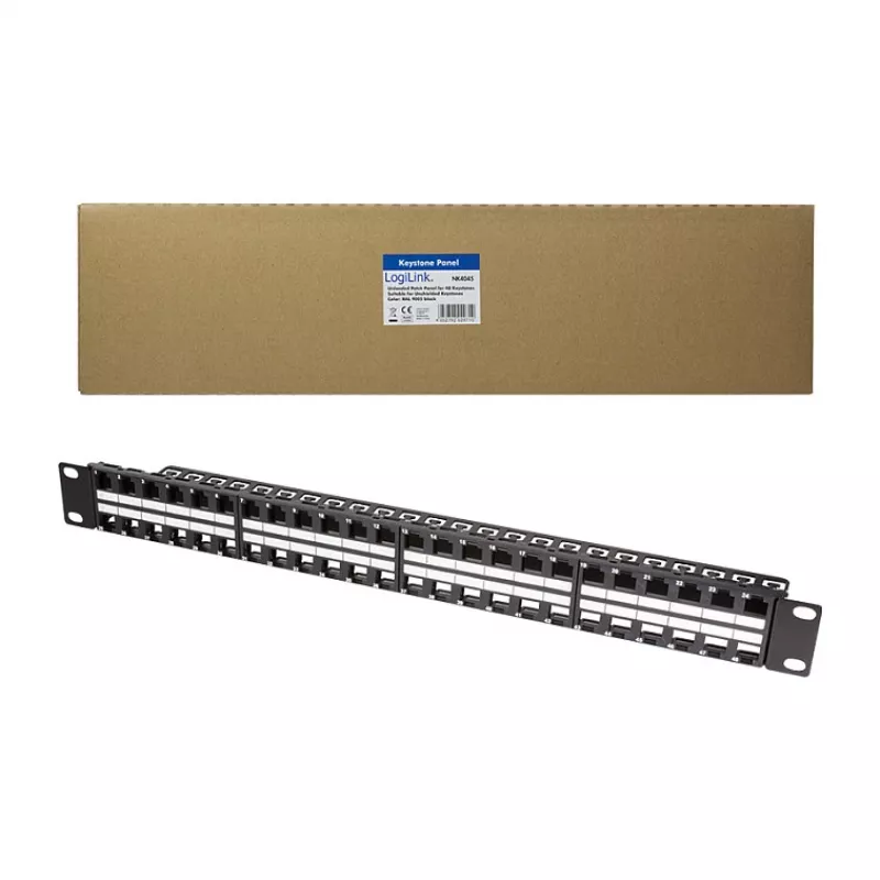 LogiLink NK4045 Patch panel keystone 1U 48 porte non schermato nero
