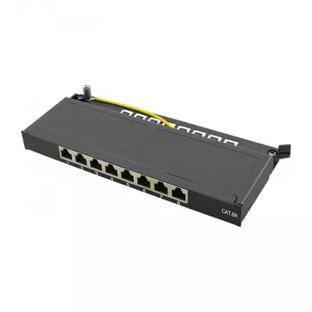 LogiLink NP0064B patch panel da scrivania, 8 porte Cat6A STP, 0.5 HE, nero