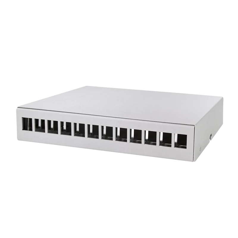 LOGILINK NP0094 Consolidation Point Box 12 porte, montaggio a tavolo/parete/guida DIN, grigio chiaro