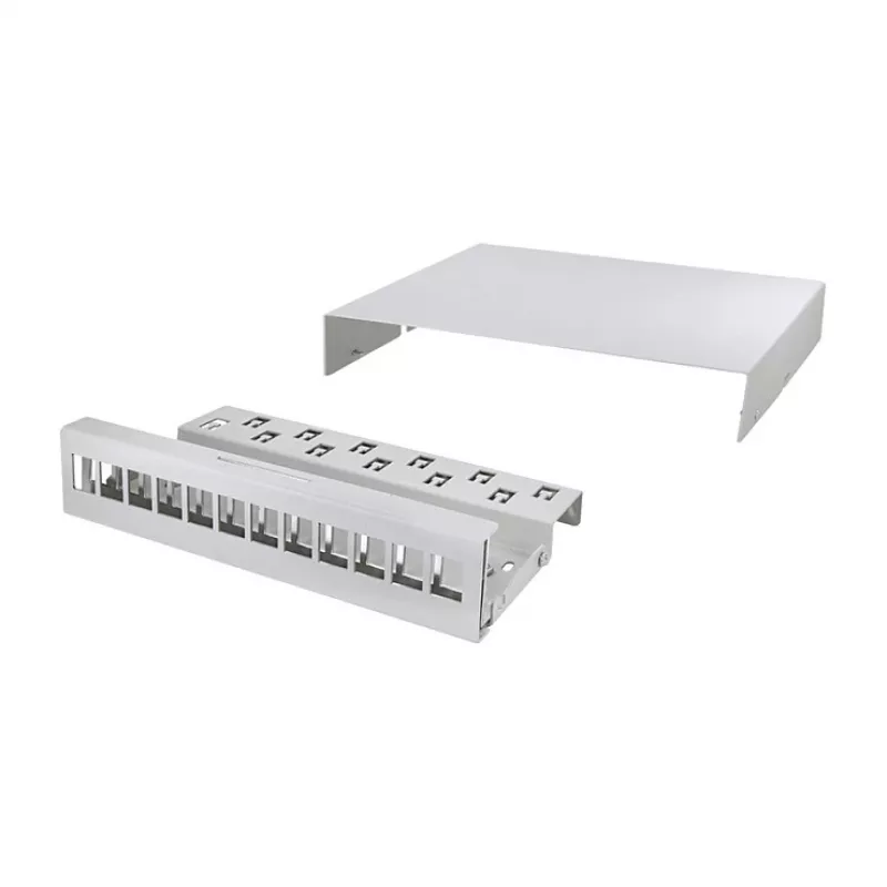 LOGILINK NP0094 Consolidation Point Box 12 porte, montaggio a tavolo/parete/guida DIN, grigio chiaro