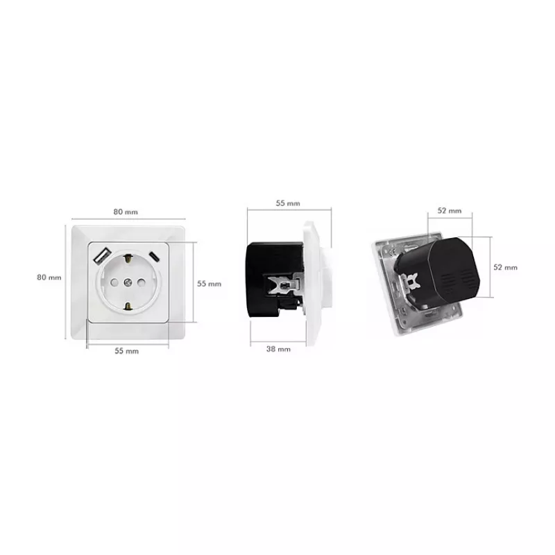 LOGILINK PA0253 presa a muro con 1 presa Schuko, 1 porta di ricarica USB-A e 1 USB-C, 3,1 A, bianco