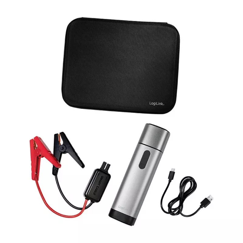 LogiLink PA0266 avviatore di emergenza per auto e power bank, 10000 mAh, torcia LED