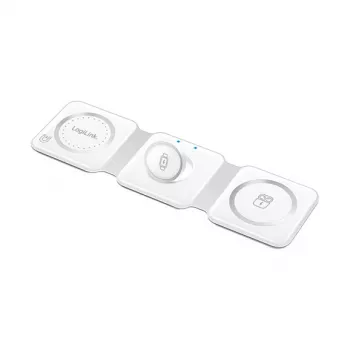 LOGILINK PA0344 caricabatterie magnetico 3-in-1 per dispositivi Apple, bianco, pieghevole, MagSafe, 15W