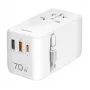 LOGILINK PA0357 caricabatterie da viaggio USB-A/C, 70 W GaN, 4 porte, 2x USB-A (QC), 2x USB-C (PD), sottile, bianco