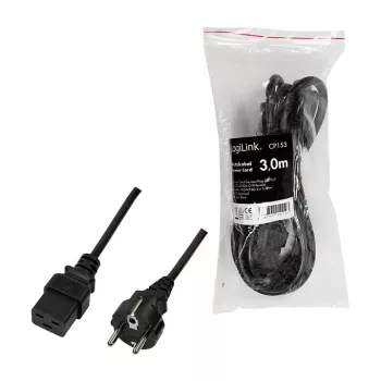 Cavo di alimentazione Logilink, CEE 7/7 a IEC C19, nero, 3 m