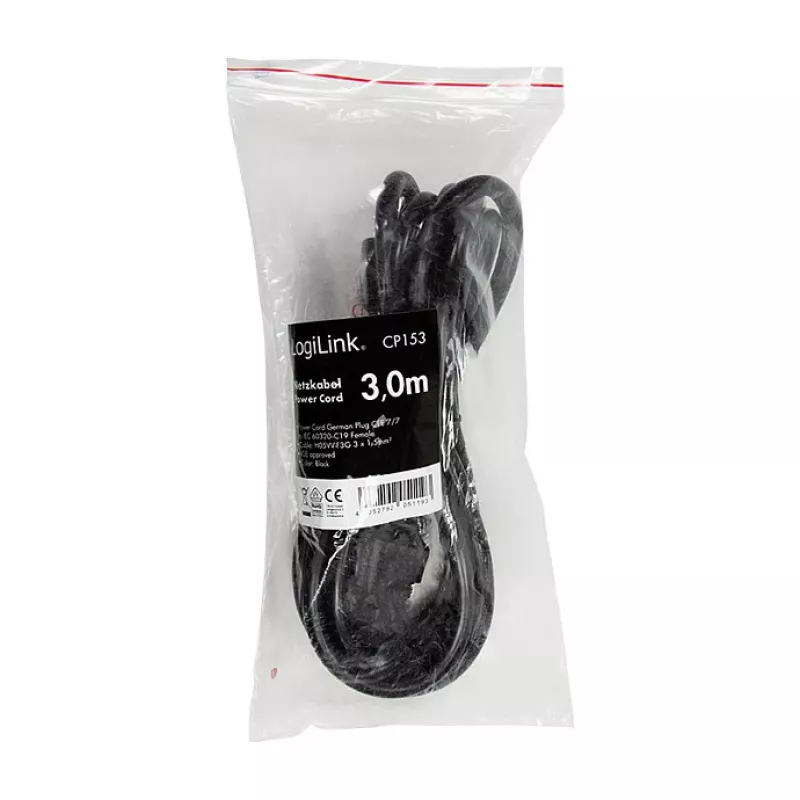 Cavo di alimentazione Logilink, CEE 7/7 a IEC C19, nero, 3 m