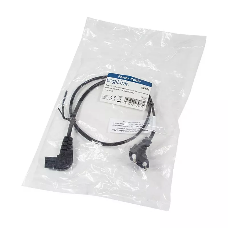 LogiLink cavo di alimentazione spina Euro CEE 7/16 su IEC C7 0,75 m nero