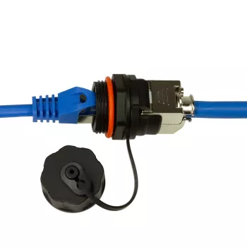 LogiLink Professional Cat.6A STP Keystone Jack RJ45, IP68 Industrial Outdoor, senza attrezzi, pressofusione di zinco, nero