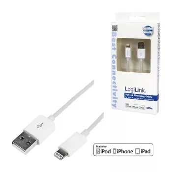 Logilink UA0199 cavo Lightning, certificato MFI, USB-A a Lightning 8-Pin, bianco, 1m (ricarica rapida e sincronizzazione)