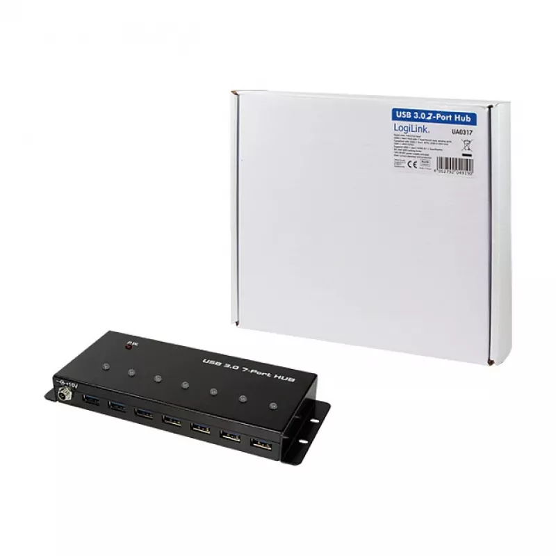 LOGILINK UA0317 Hub USB 3.0, 7 porte, case in metallo, qualità industriale