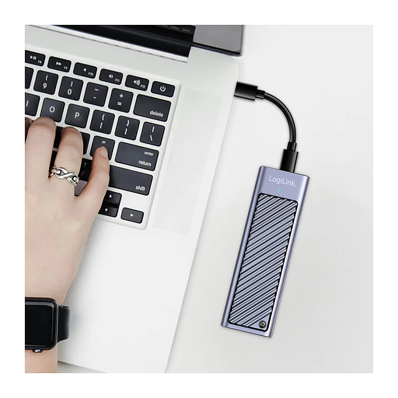 LogiLink UA0435 case per SSD USB 3.2 Gen 2x2, M.2 NVMe/SATA, USB-C, 20 Gbps, grigio