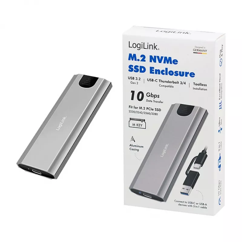 LogiLink UA0439 case per SSD USB 3.2 Gen 2 USB-C su PCIe NVMe