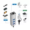 Logilink UA0440 Hub USB 3.2 Gen 1 a 3 porte con adattatore Gigabit Ethernet, connettore USB-C e USB-A, alluminio
