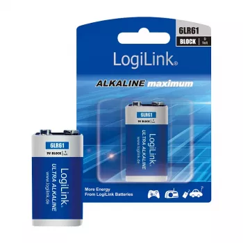 LogiLink Ultra Power Batteria alcalina 9V, confezione da 1 in blister