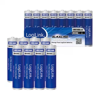 LogiLink Ultra Power batterie alcaline AAA, confezione da 8, 1,5 V, Longlife Power, senza mercurio