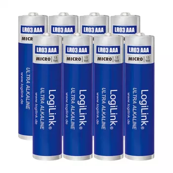 LogiLink Ultra Power batterie alcaline AAA, confezione da 8, 1,5 V, Longlife Power, senza mercurio