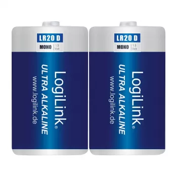 LogiLink Ultra Power batteria alcalina D LR20 confezione da 2 blister