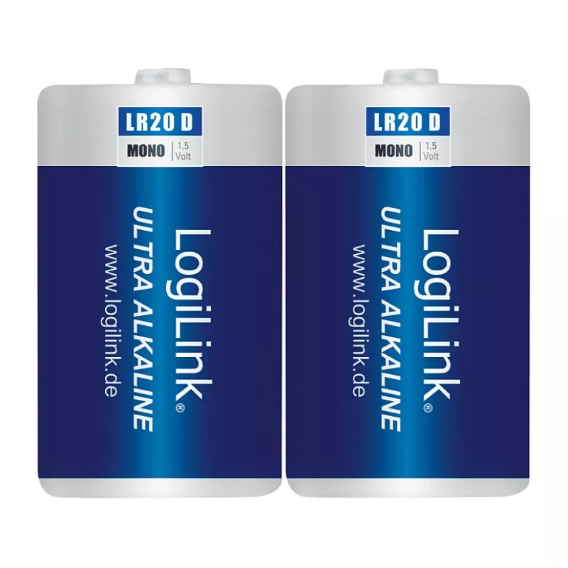 LogiLink Ultra Power batteria alcalina D LR20 confezione da 2 blister