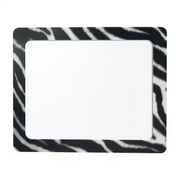 LogiLink tappetino mouse ultra piatto con cornice portafoto integrata, design zebra, base in gomma antiscivolo, 2 mm, foto 10 x 15 cm, bianco/nero