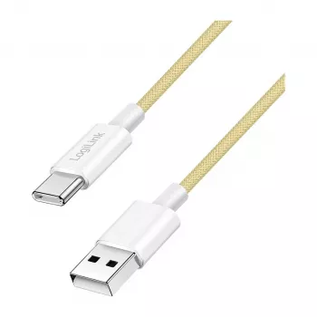 LogiLink Cavo USB 2.0 Type-C, connettore maschio USB-A su connettore maschio USB-C, 480 Mbit/s, 60W Power Delivery, treccia in nylon, giallo, 1 m