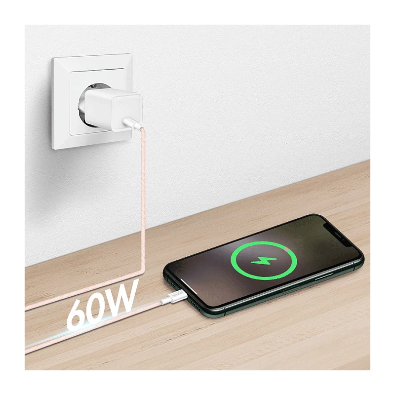 Cavo LogiLink USB 2.0 Type-C a Type-C, 1 m, 60W Power Delivery, nylon intrecciato, rosa